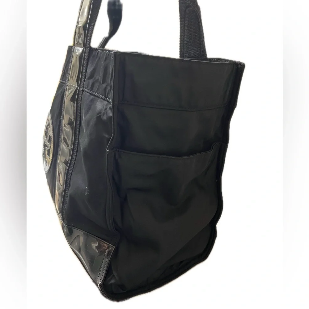 Tory Burch Nylon/Patent Leather Weekender Tote, Black
